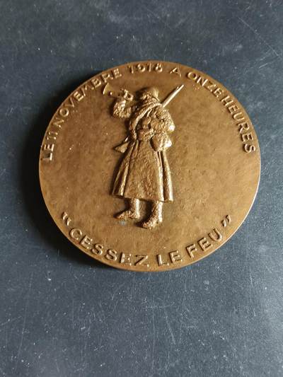 老王徽章第191期 - 法国一战50周年大铜章      直径68mm      重量169.5g