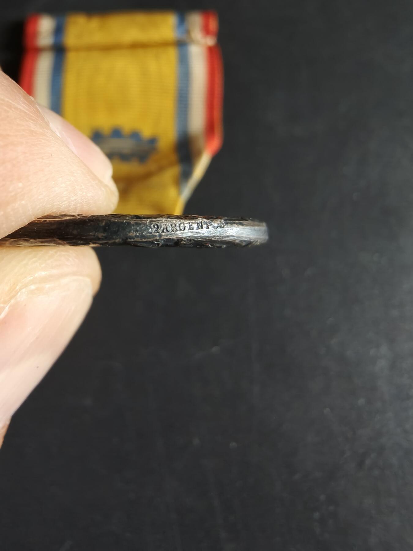 老王徽章第191期 法国银级内务部服役奖章     带纸盒    少见库德雷版本     800银     19.2g 