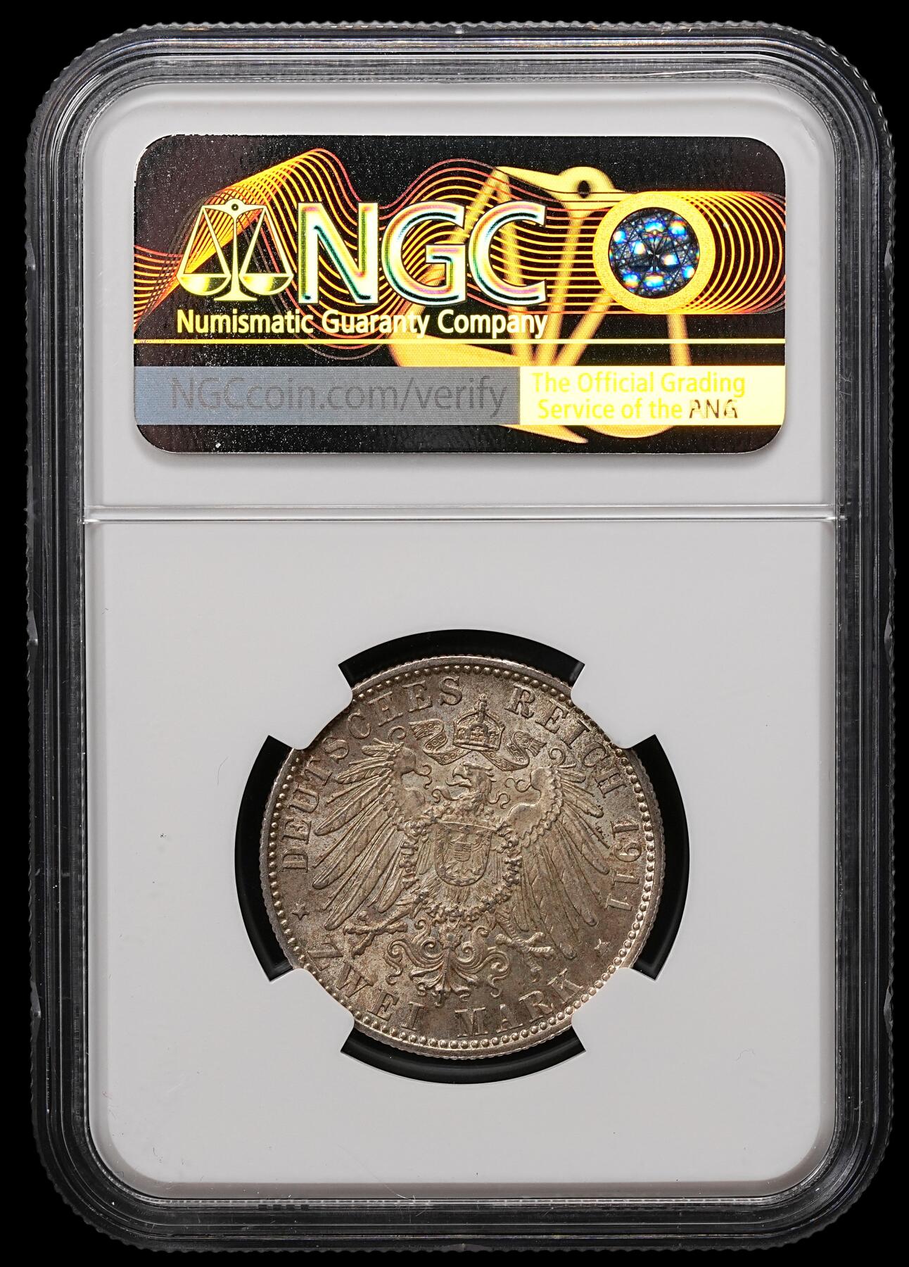 修遠堂世界钱币第110期 NGC MS64 1911年巴伐利亚摄政王90大寿纪念2马克银币