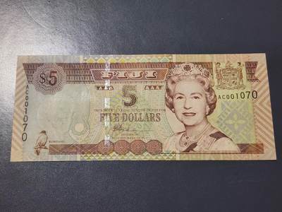 4月6号晚上8点 中外纸币自动截拍第52场 - 斐济2000年版5元 几乎全新