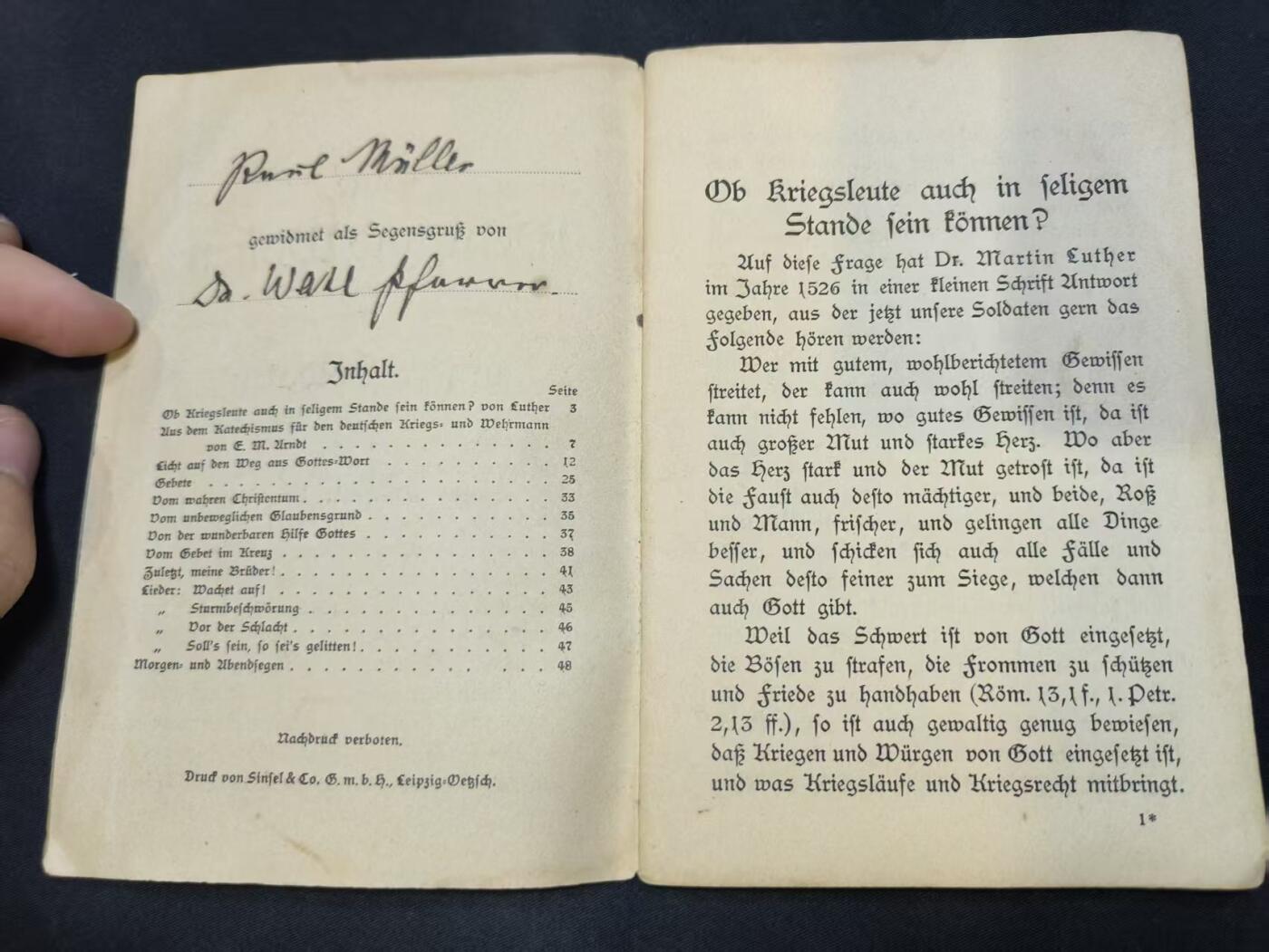 云宸嘉赏-勋臻佳藏四月精品甄选场次（低佣 一元一手） 一战时期帝德军队随军牧师保罗・穆勒战时祷告手册