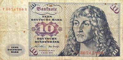 回流0405 - 联邦德国（西德）1970年版10马克纸币 天文学家/数学家丹尼尔·加布里埃尔·费尔霍夫