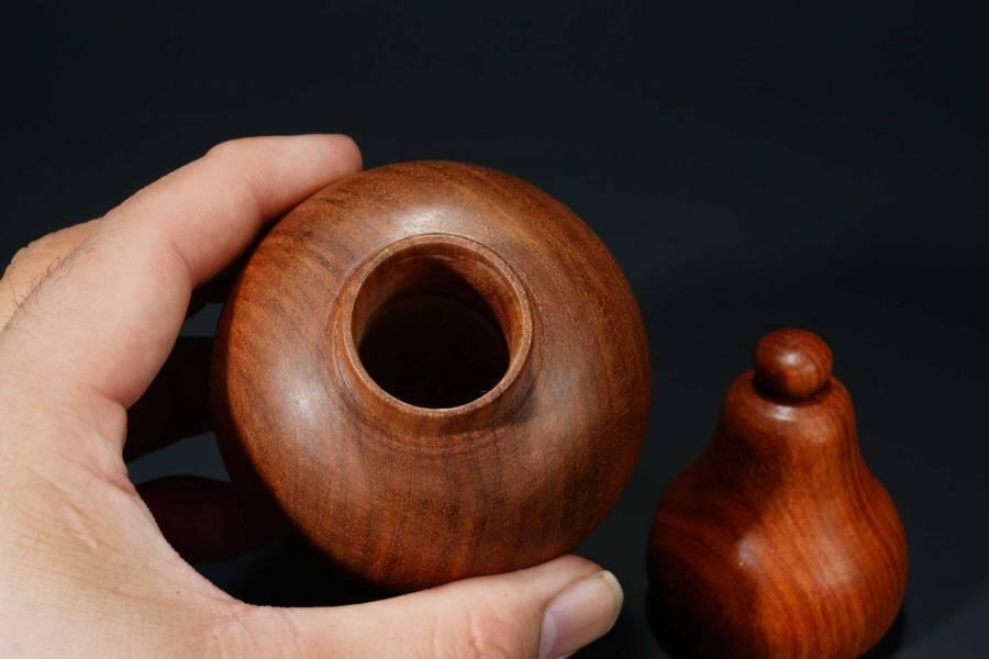 上海都达杂项专场七十二【全场包邮】 缅甸黄花梨葫芦摆件（葫芦头可拆卸）64-342