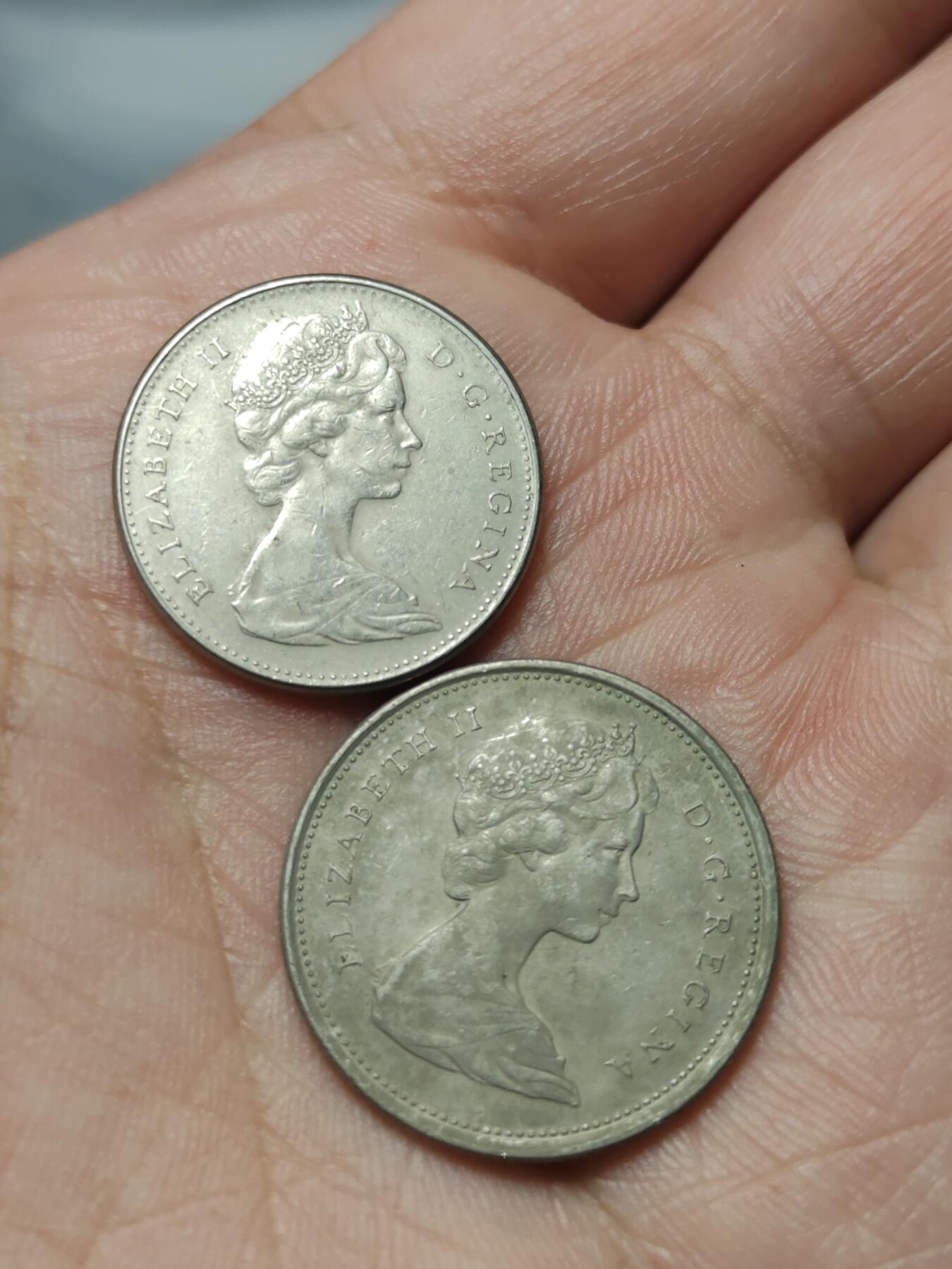 2026年第四十场(总第二百零九场）外国好品散币场(免佣金) 加拿大🇨🇦1965年5分，1969年25分(伊丽莎白二世中年花冠第一版首发年，中年花冠第三版)