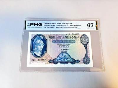 【Blue Auction】世界纸币精拍第805期——18级TOP拍卖/信誉/品质/专业/高效💫 - 英国 B序列 1961-63年5镑 PMG67EPQ 高分