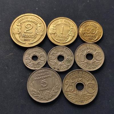 【全场包邮】纯粹捡漏拍518场 - 法国1920-1937年8枚套币
