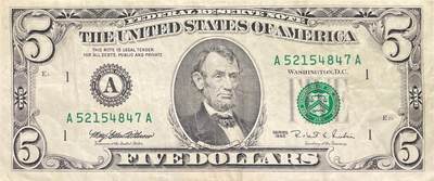回流0405 - 1995年版5美元联邦储备券（¥34）