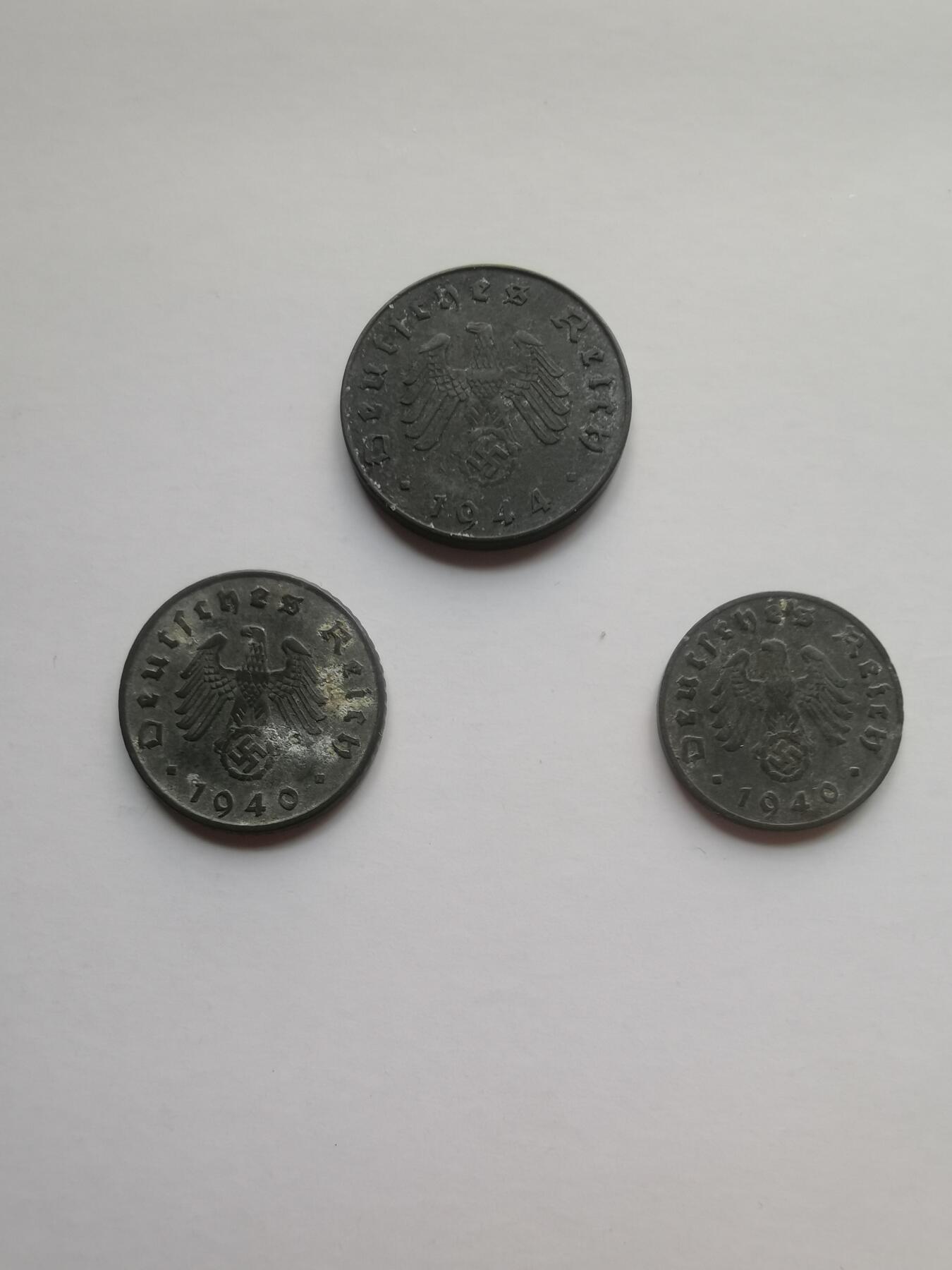 德意志第三帝国w字芬尼全A厂一套，面值1，5，10芬尼，细节清晰，历史收藏🥳