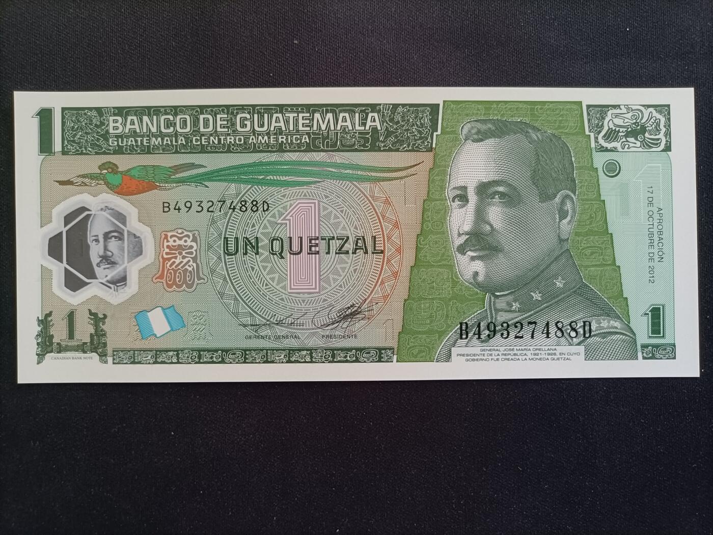 【游宝拍卖】丙午马年第20期 周六截拍 危地马拉-1格查尔【2012年 全新UNC】