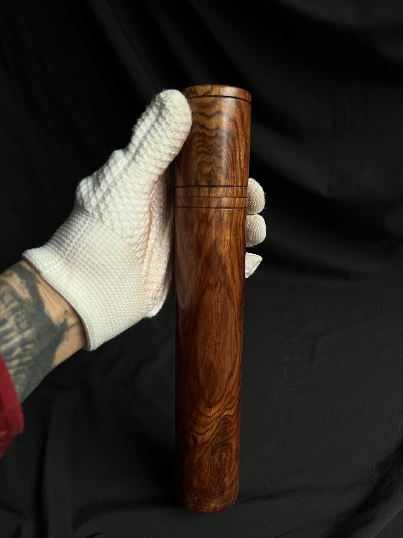 零元拍：海南黄花梨虎皮纹满花香桶，同料整料制作：268/44MM