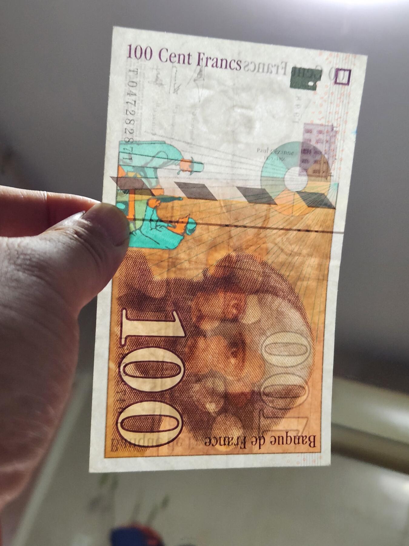 4月6号晚上8点 中外纸币自动截拍第52场 100法郎原票美品