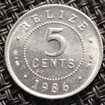 布加迪🐬～世界钱币(上海)🌾第 290 期 /  各国套币和散币 - 伯利兹🇧🇿 1986年 5分～C10