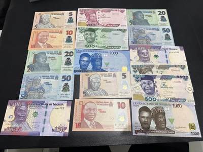 《外钞收藏家》第六百二十四期（精品场）（长期征集拍品、欢迎藏友们联系合作） - 尼日利亚两个版本 16张一起 全新UNC