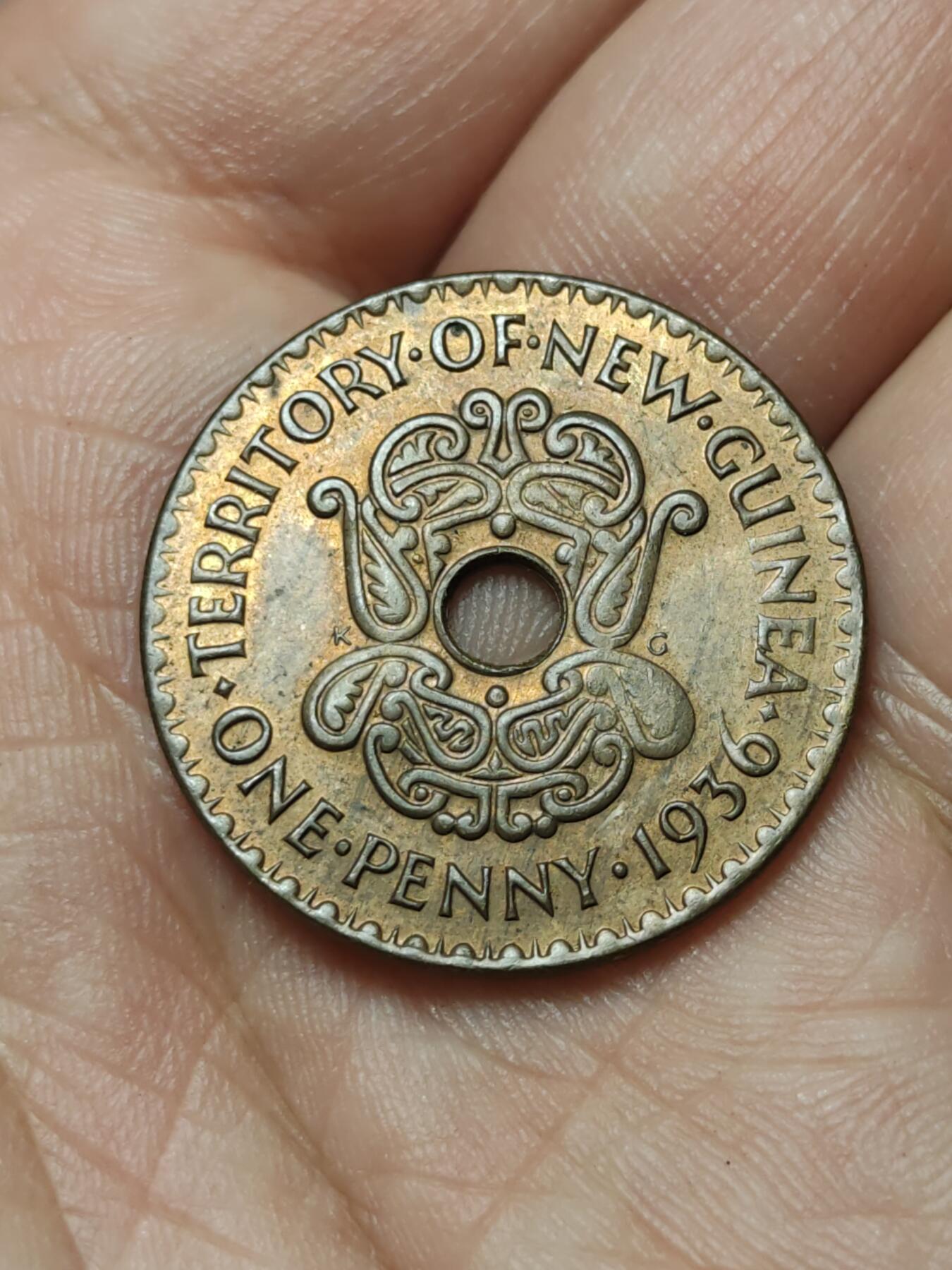 2026年第四十场(总第二百零九场）外国好品散币场(免佣金) 少见好品–英属新几内亚1936单年份1便士(爱德华八世时期，单枚成套)