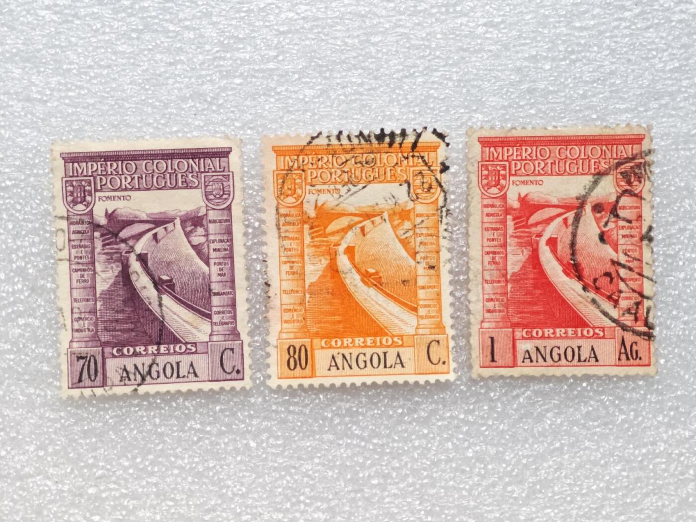  【淘币小摊】限时拍第八百九十一拍  外国老邮票 印花税票 火花纸品场    每周一统一发货 安哥拉1938年邮票3枚