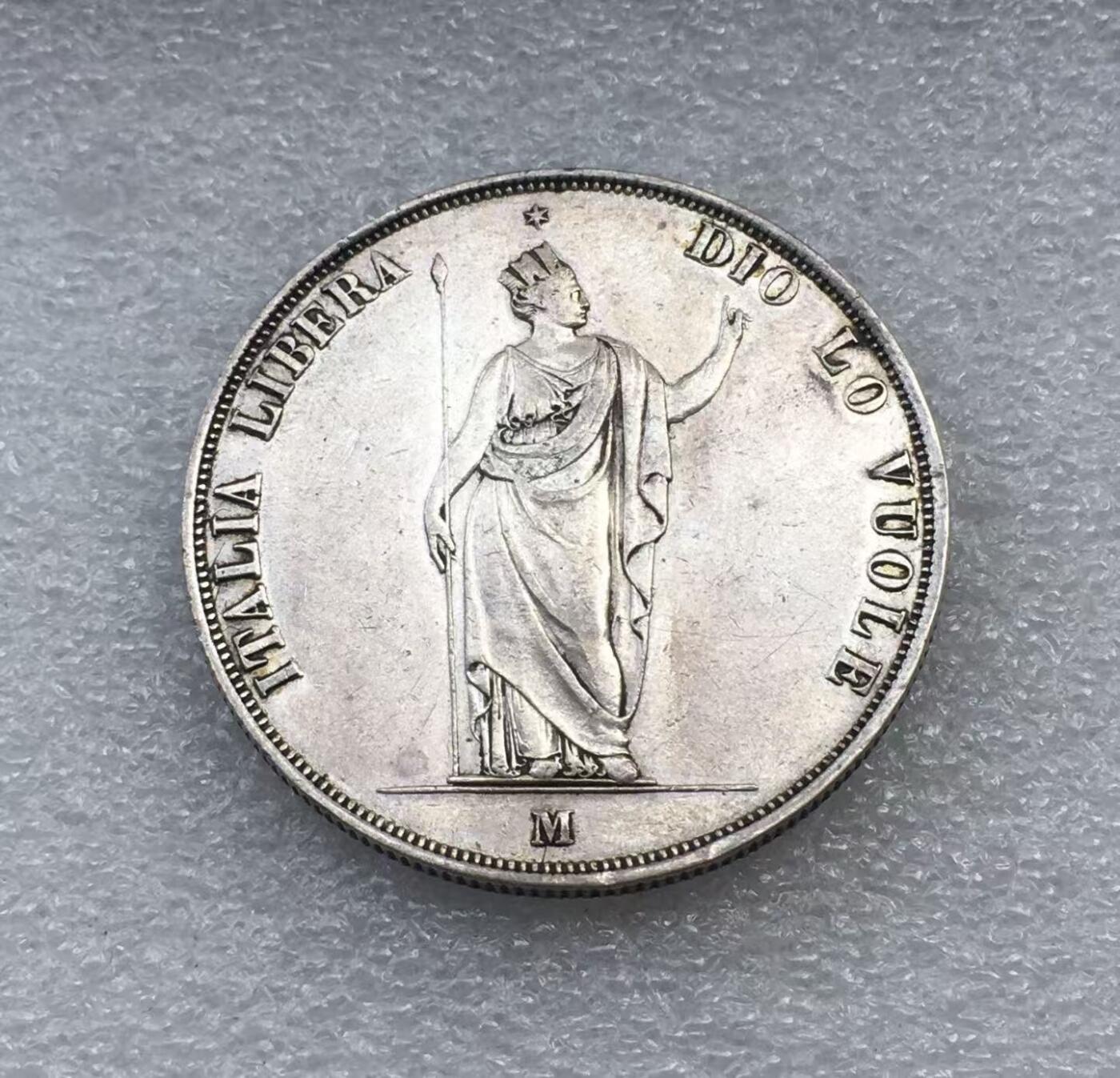 世界钱币专场拍卖 每周二开拍 早期1848年意大利伦巴第女神5里拉银币