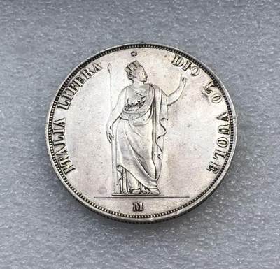 世界钱币专场拍卖 每周二开拍 - 早期1848年意大利伦巴第女神5里拉银币