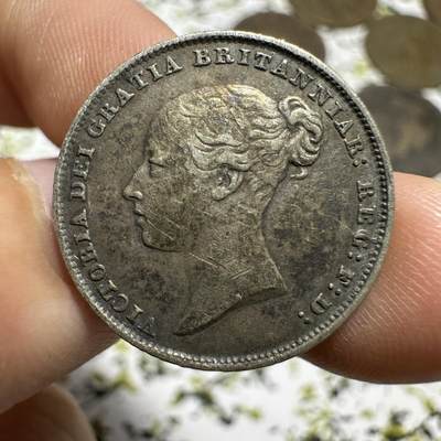 中外钱币 - 1884年 英国六便士银币 维多利亚女王时期 ，很少见！