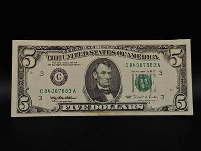  【淘币小摊】限时拍第八百九十拍   纸币场    每周一统一发货 - 美国5美元纸币【有折】