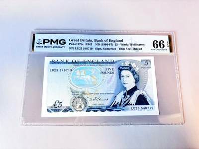【Blue Auction】世界纸币精拍第805期——18级TOP拍卖/信誉/品质/专业/高效💫 - 【c版】英国 D序列 1980-87年5镑 PMG66EPQ 