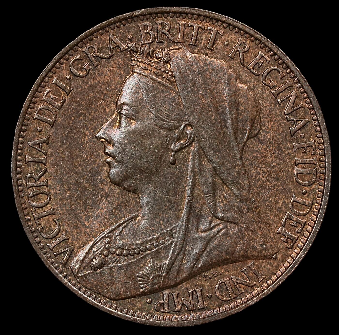 修遠堂世界钱币第110期 1895年英国1法新铜币，AU-UNC