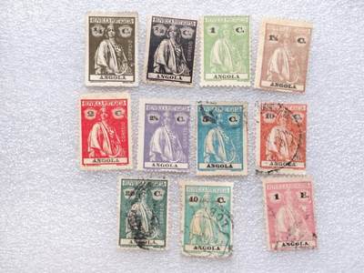  【淘币小摊】限时拍第八百九十一拍  外国老邮票 印花税票 火花纸品场    每周一统一发货 - 安哥拉1932年邮票11枚
