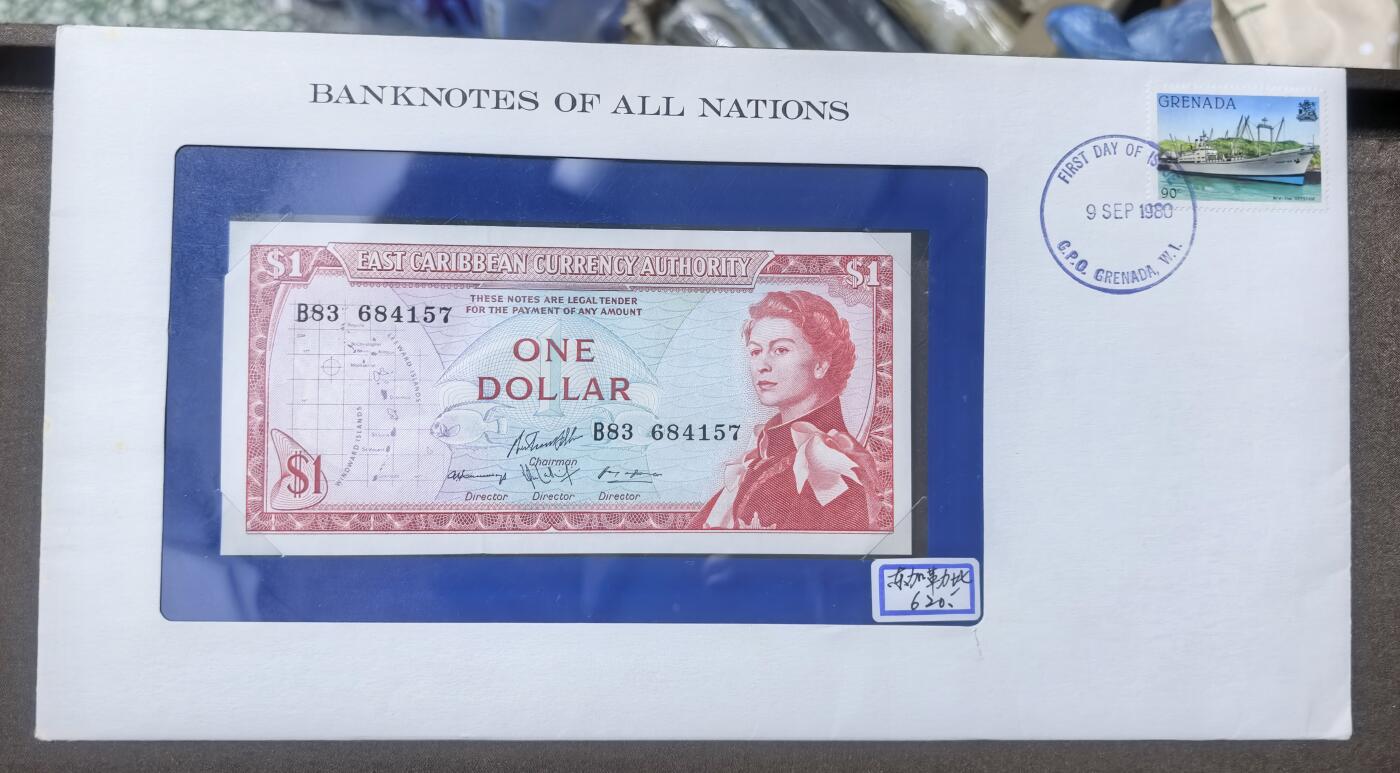 北京马甸外国币专卖第150期，外国纸币专场，陆续上拍，欢迎关注 美国福兰克林造币厂邮币封：东加勒比