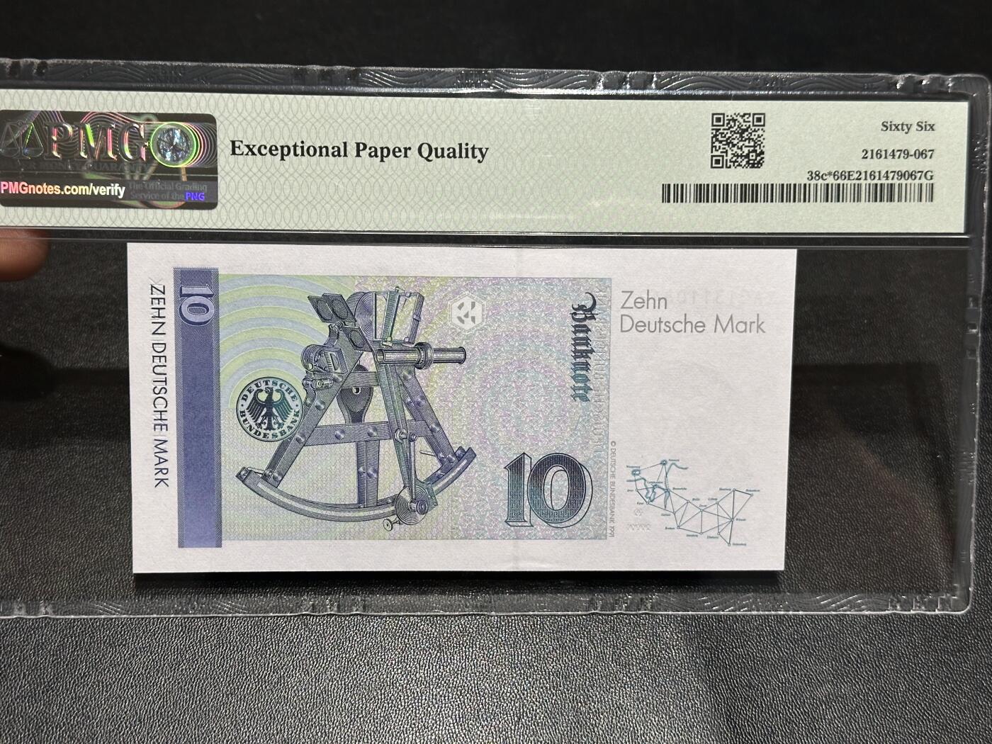 《外钞收藏家》第六百二十四期（精品场）（长期征集拍品、欢迎藏友们联系合作） 1993年德国末版10马克 PMG66 无47尾8 补号