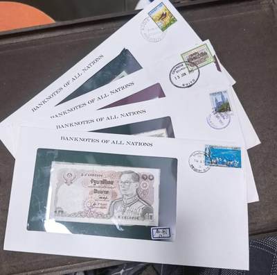 北京马甸外国币专卖第150期，外国纸币专场，陆续上拍，欢迎关注 - 美国福兰克林造币厂邮币封：哥斯达黎加，泰国，厄瓜多尔，埃塞俄比亚，