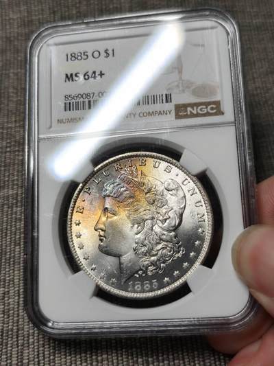 NGC评级MS64+美国1885年O版摩根银元银币 - NGC评级MS64+美国1885年O版摩根银元银币