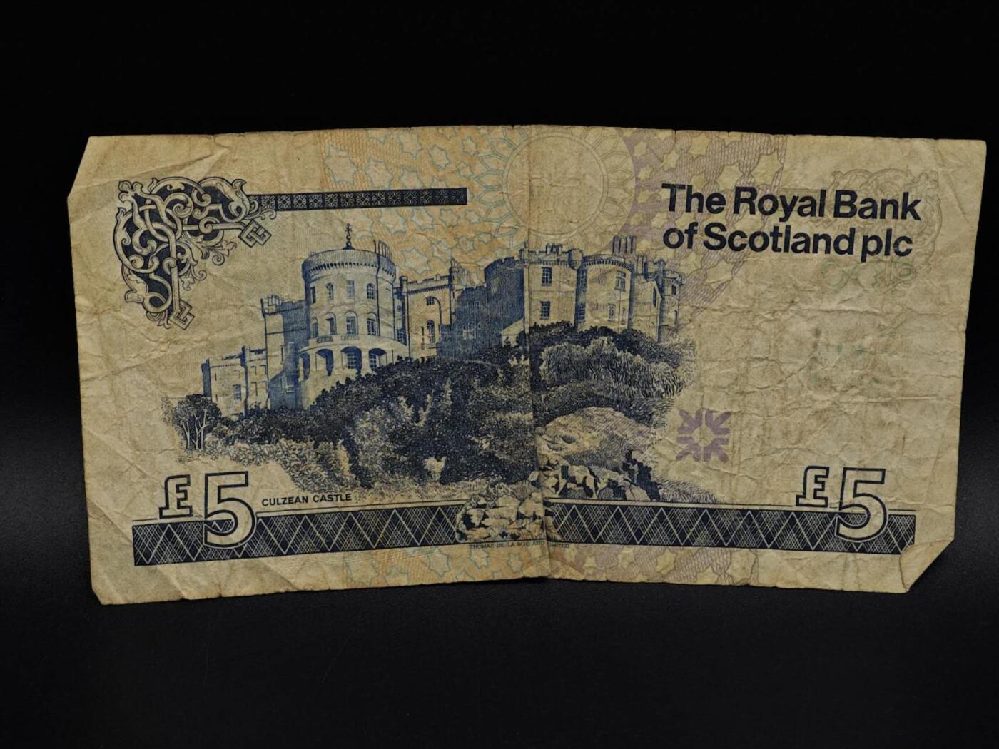  【淘币小摊】限时拍第八百九十拍   纸币场    每周一统一发货 英国苏格兰皇家银行5镑纸币【有折】