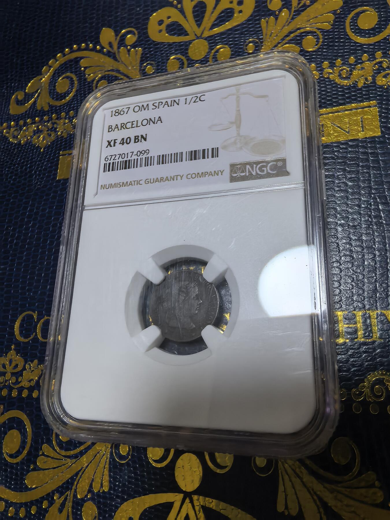 长老汇马年精选第十五场拍卖 1867西班牙伊莎贝拉二世1/2分铜币，NGC XF40BN，唯一第四名，更高5枚