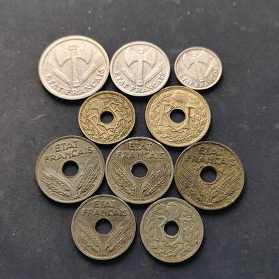 【全场包邮】纯粹捡漏拍518场 - 法国1939-1943年二战时期及维希政府各版本10枚一组