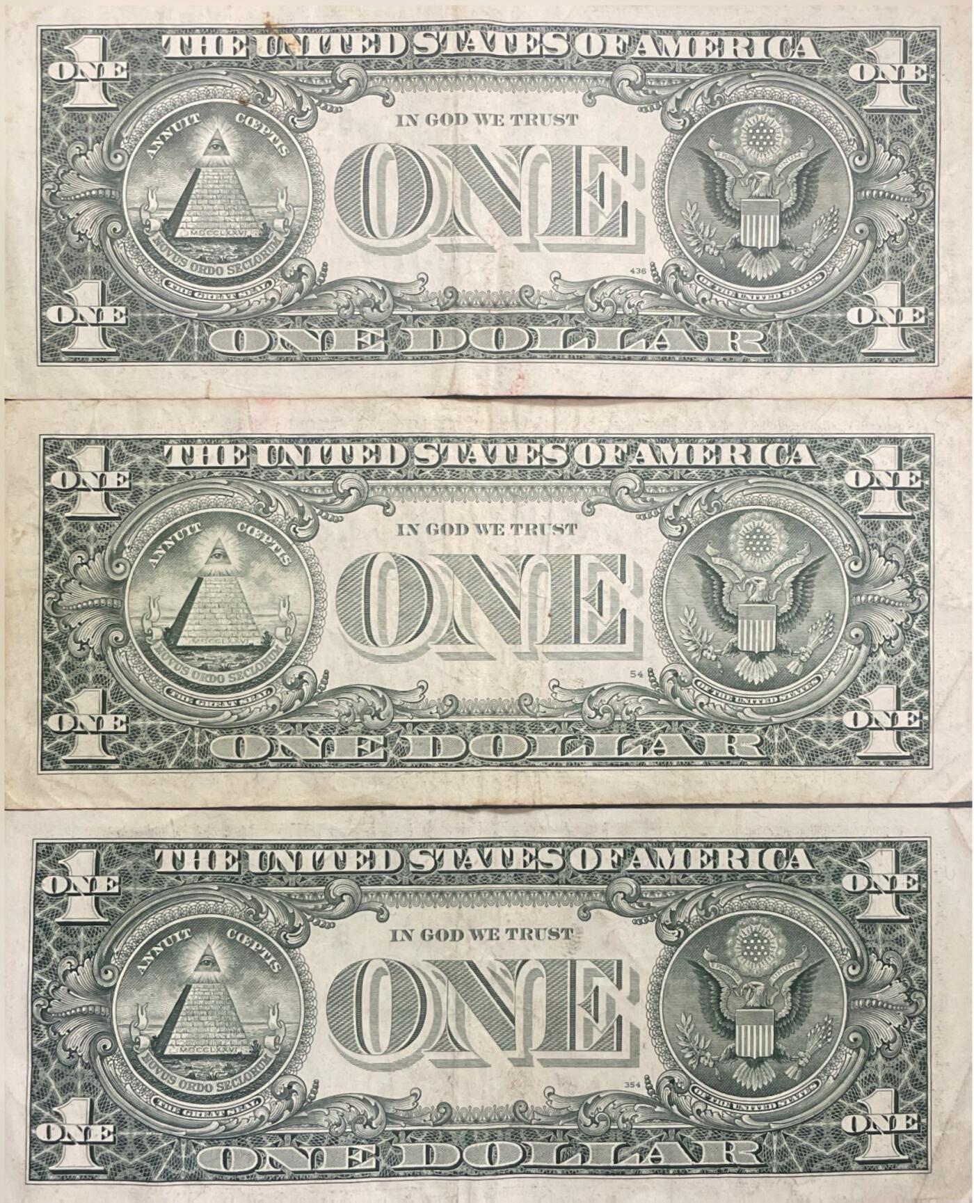 回流0405 1995年版1美元纸币3枚（¥20.68）