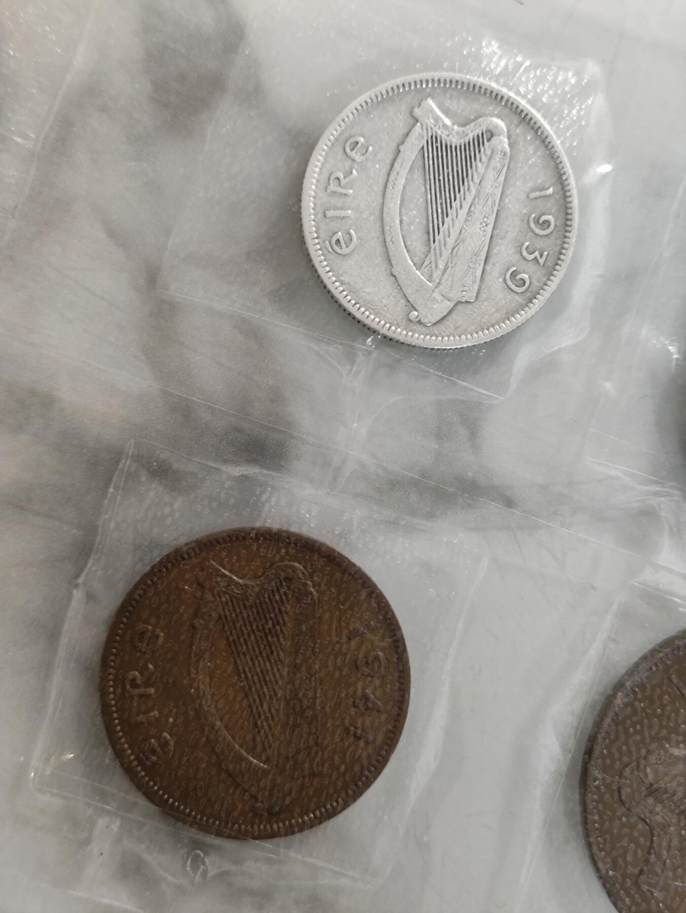 1939-1947年爱尔兰流通套币，三银二镍三铜，八枚硬币背面动物图案