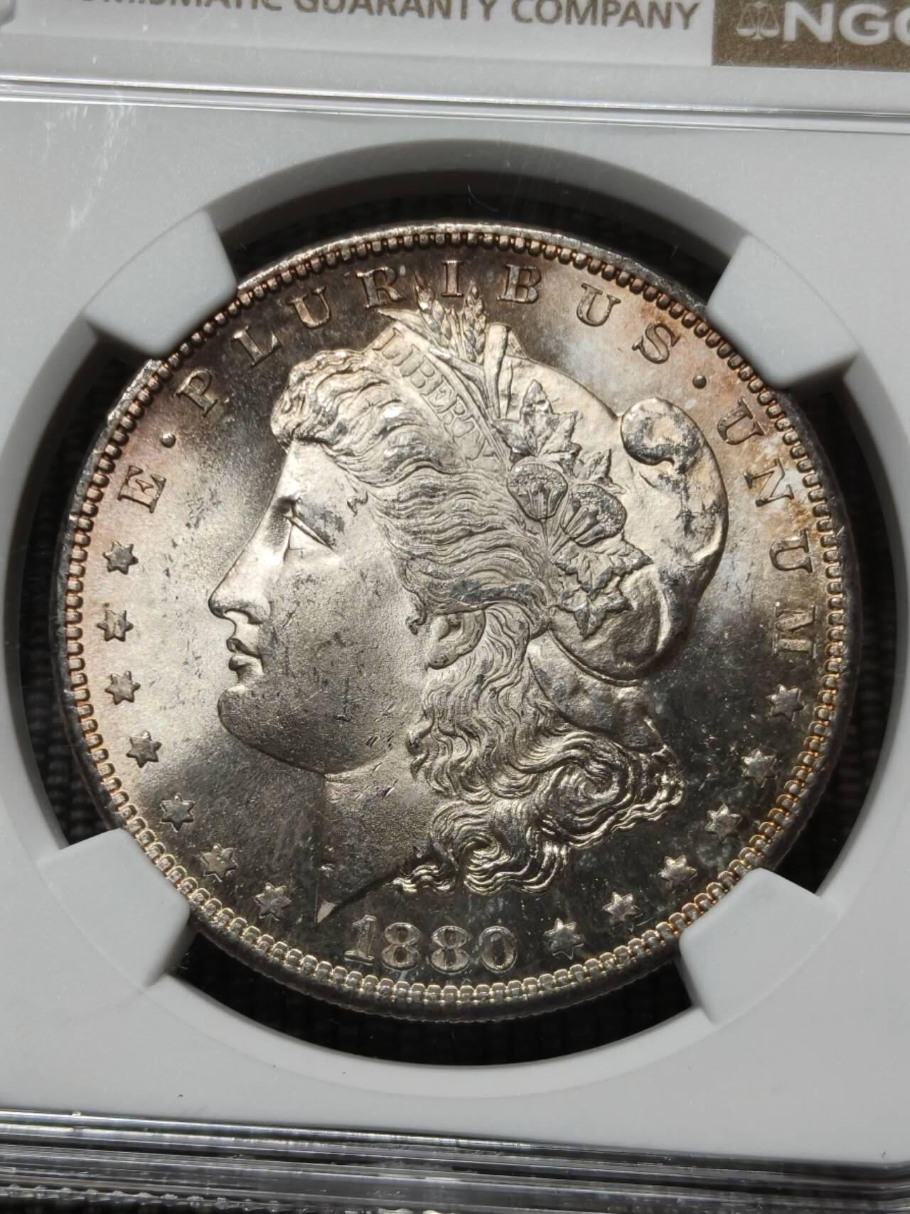 NGC评级MS64银霜1880年美国S版摩根银元