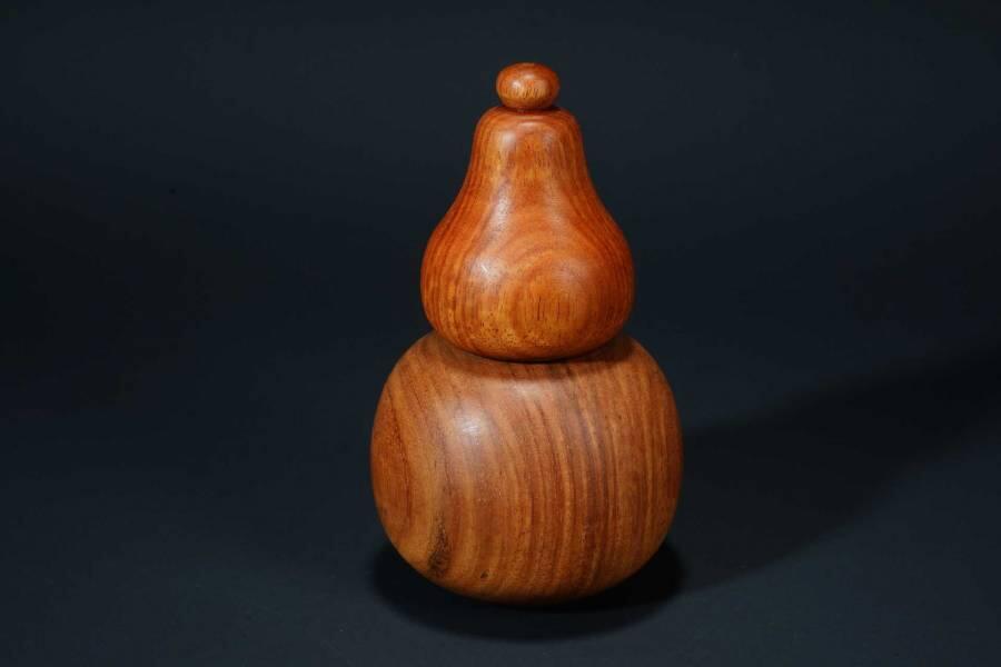 上海都达杂项专场七十二【全场包邮】 缅甸黄花梨葫芦摆件（葫芦头可拆卸）64-342