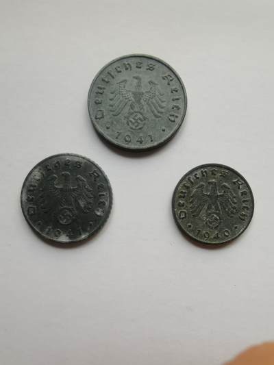 德意志第三帝国w字芬尼全A厂一套，面值1，5，10芬尼，历史收藏🥳 - 德意志第三帝国w字芬尼全A厂一套，面值1，5，10芬尼，历史收藏🥳