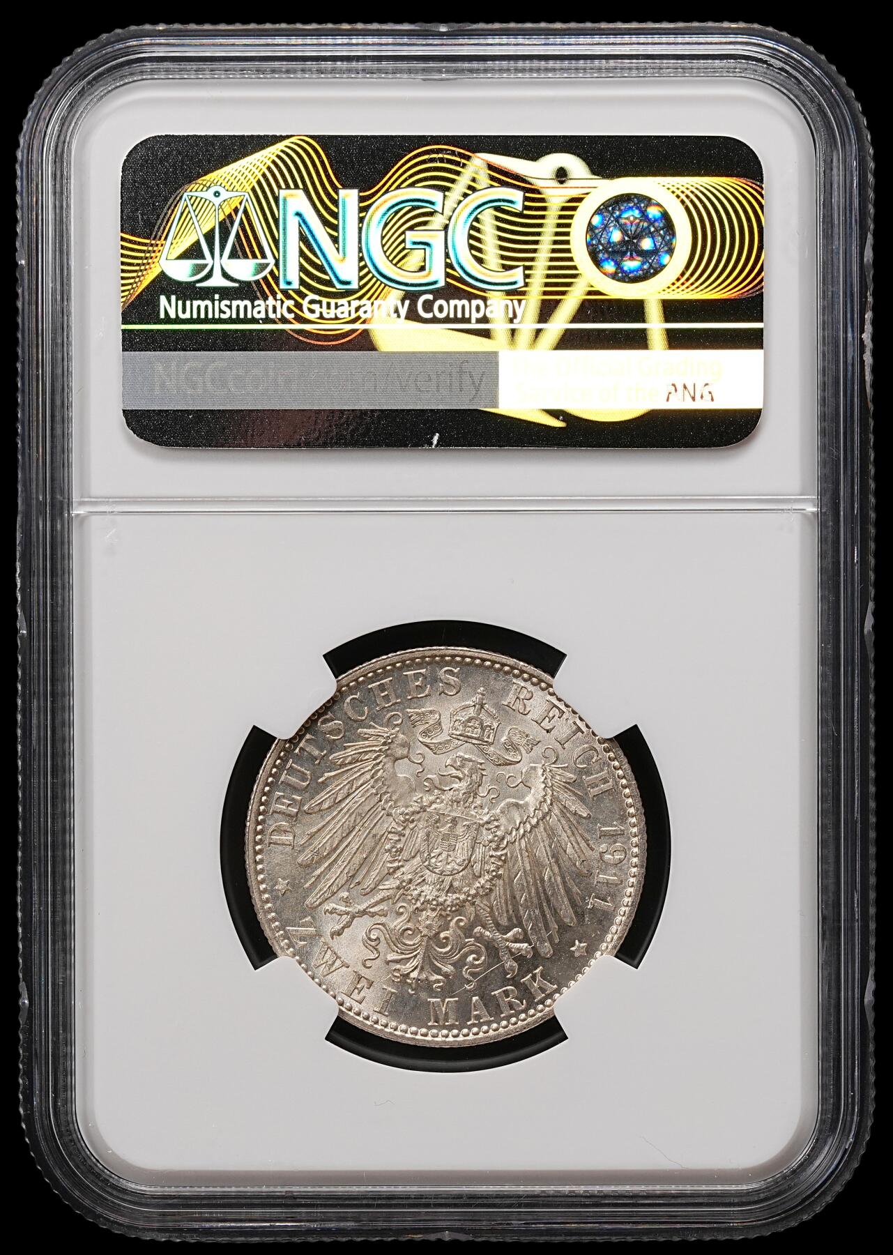 修遠堂世界钱币第110期 NGC MS64 1911年巴伐利亚摄政王90大寿纪念2马克银币