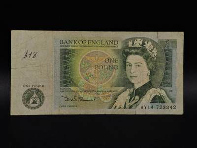  【淘币小摊】限时拍第八百九十拍   纸币场    每周一统一发货 - 英国英格兰银行1镑纸币【有折】