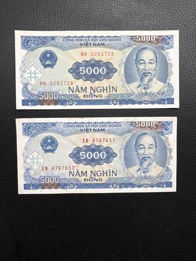 桂P钱币文化工作室拍卖第四十九期 - 越南1991年版5000盾，凹凸两种不同版，凸版为早期版，少见
