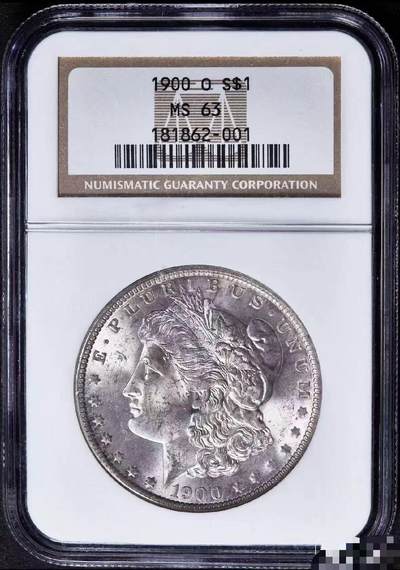 【礼羽收藏】🌏世界钱币拍卖第131期 - 美国1900年摩根银币O版NGC-MS63，原汁原味老包浆，包浆醇厚润泽又犀利，币面清爽干净又舒适，打制精美，转光强烈细节优秀，状态极佳。