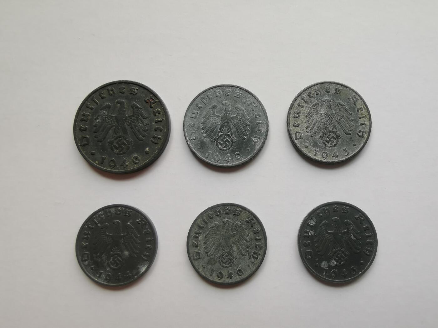 德意志第三帝国w字芬尼，面值1，5，10芬尼，细节清晰，历史收藏🥳