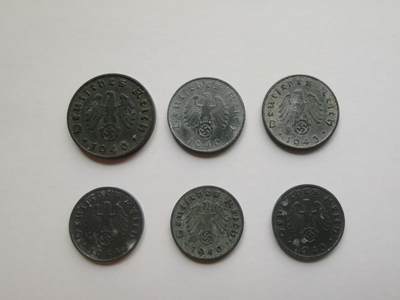 德意志第三帝国w字芬尼，面值1，5，10芬尼，细节清晰，历史收藏🥳 - 德意志第三帝国w字芬尼，面值1，5，10芬尼，细节清晰，历史收藏🥳