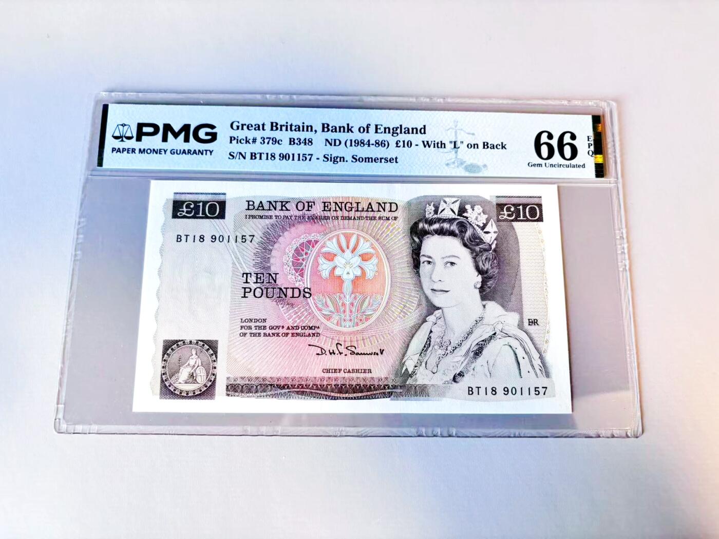 【Blue Auction】世界纸币精拍第805期——18级TOP拍卖/信誉/品质/专业/高效💫 【c版】英国 D序列 1984-86年10镑 PMG66EPQ 