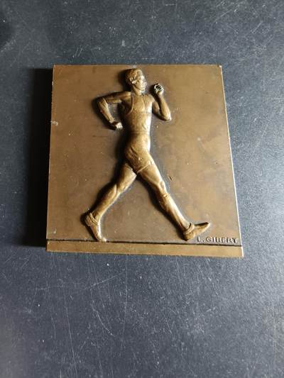 老王徽章第191期 - 法国田径运动方形大铜章     尺寸52×52mm     重量94.2g