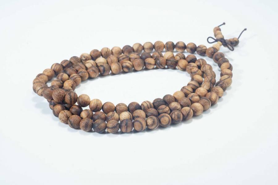 上海都达杂项专场六十六【全场包邮】 天然加里曼丹沉香0.8多圈圆珠手串 附鉴定证书62-132