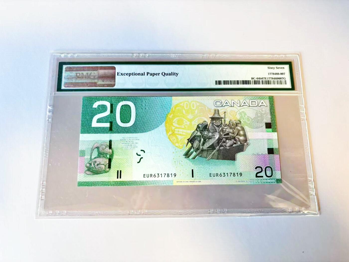 【Blue Auction】世界纸币精拍第805期——18级TOP拍卖/信誉/品质/专业/高效💫 加拿大 2008-09年20元 PMG67EPQ 高分