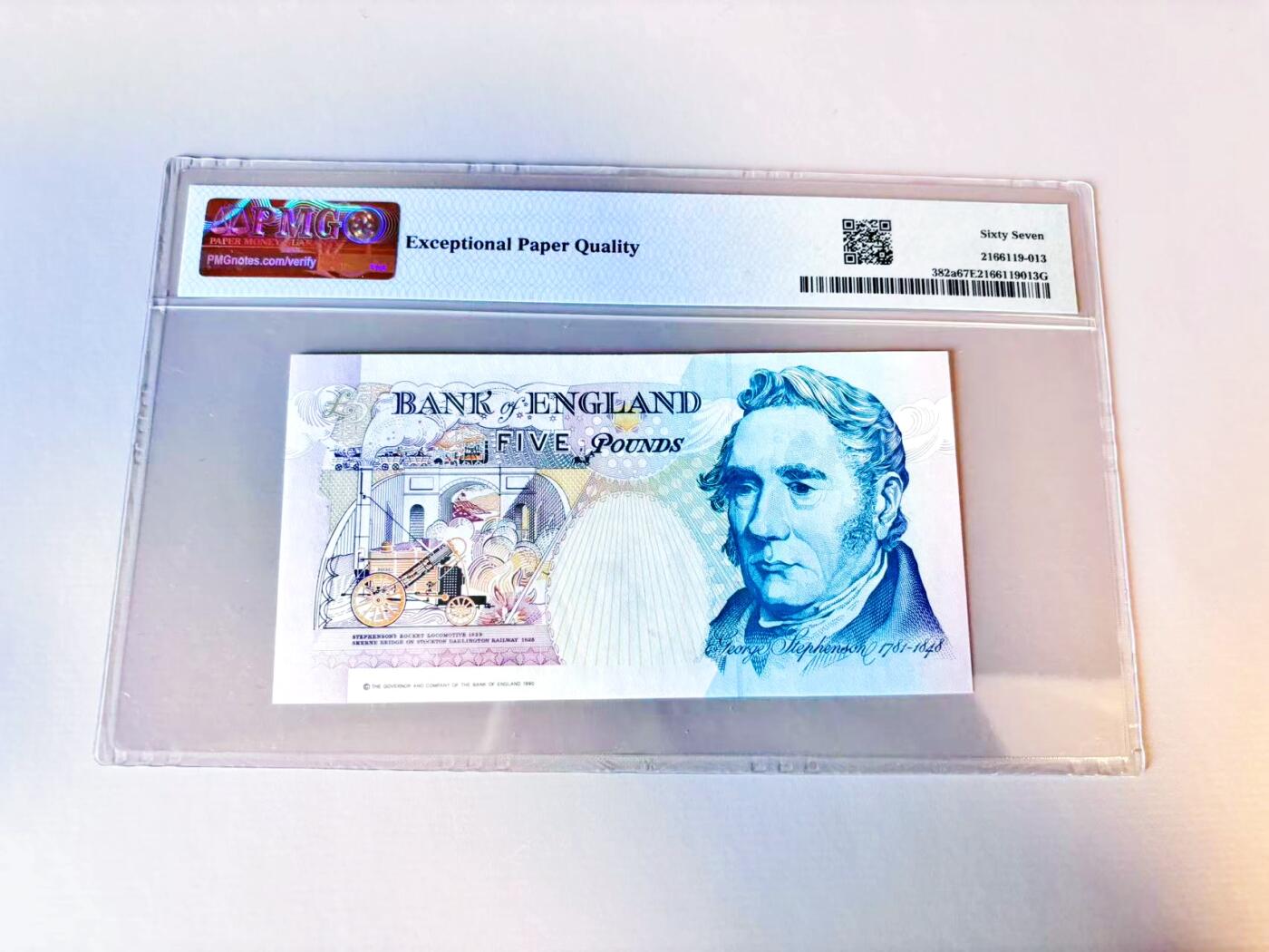【Blue Auction】世界纸币精拍第805期——18级TOP拍卖/信誉/品质/专业/高效💫 【无47】英国 1990-91年5镑 PMG67EPQ 高分