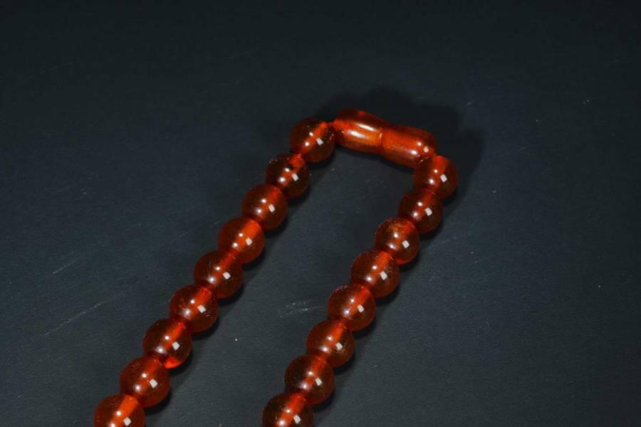 上海都达杂项专场七十二【全场包邮】 清代 琥珀塔珠项链61-326